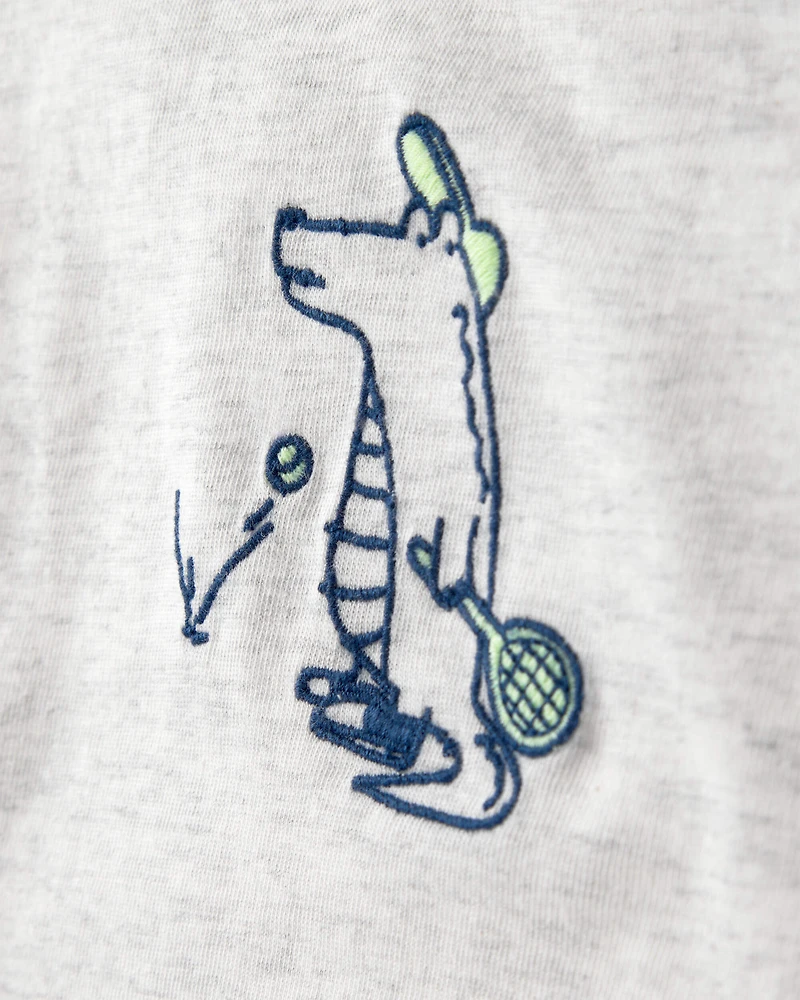 Toddler Boy Alligator Polo Shirt - Blue/Grey