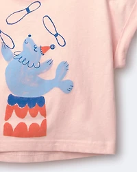 Toddler Girl Breezy High-Low Top Circus Print - Pink