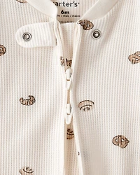 Pastry Print Cotton Long-Sleeve Snug Fit Sleeper - Cream