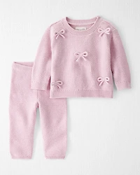 Baby Girl 2-Piece Organic Cotton Bow Sweater Knit Set