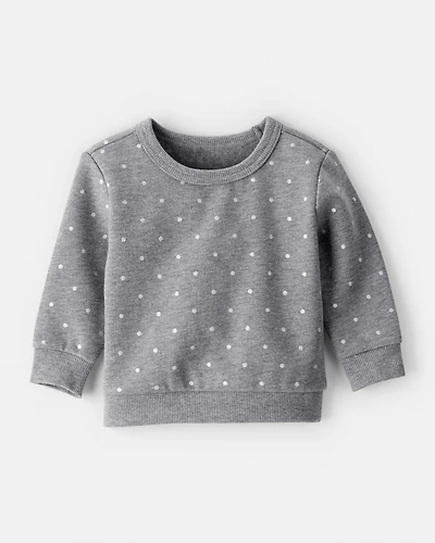 Baby Girl Polka Dot Fleece Sweatshirt - Grey