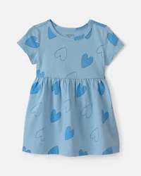 Baby Girl Heart Short-Sleeve Dress - Blue