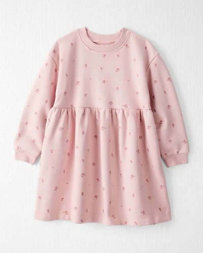 Toddler Girl French Terry Dress Made with Organic Cotton Blush Petals Print