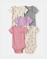 Baby Girl 5-Pack Bunny Multipack Bodysuits