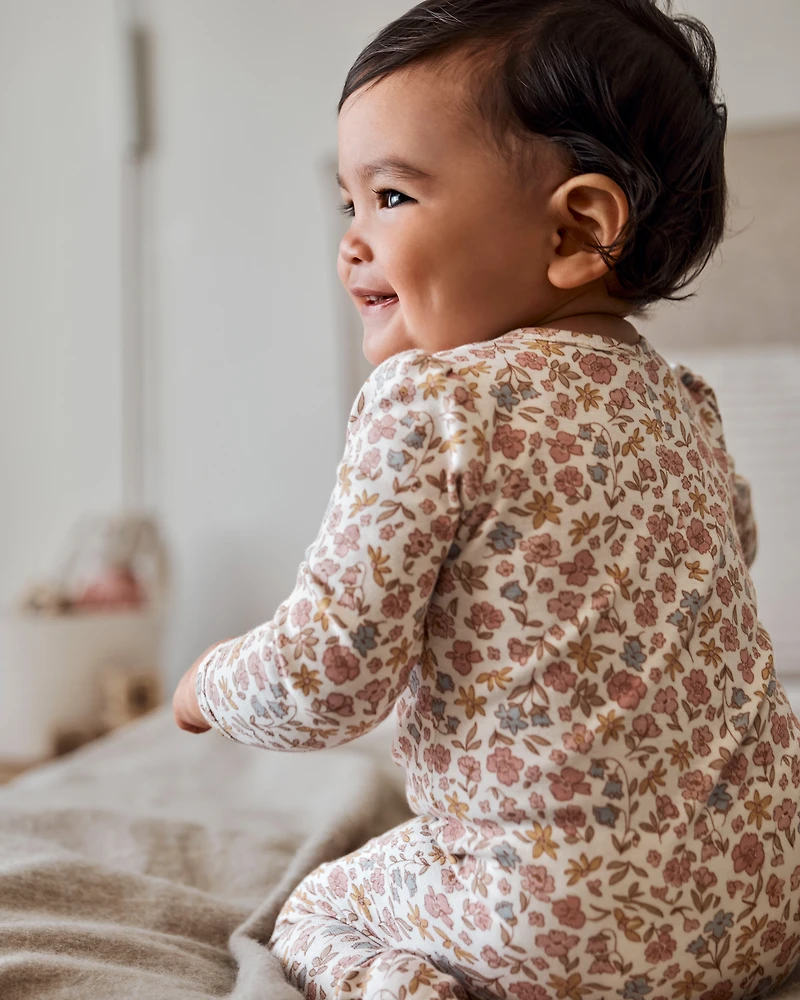 Baby Girl Floral 2-Way Zip Cotton Sleeper pyjamas