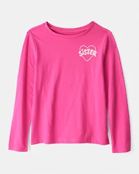 Girls Sisterhood Long-Sleeve Graphic Tee - Pink