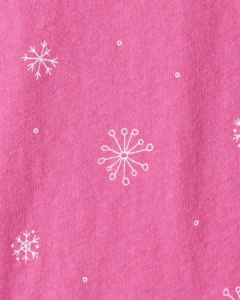 Toddler Girl Snowflake Print Long-Sleeve Pocket Tee - Pink