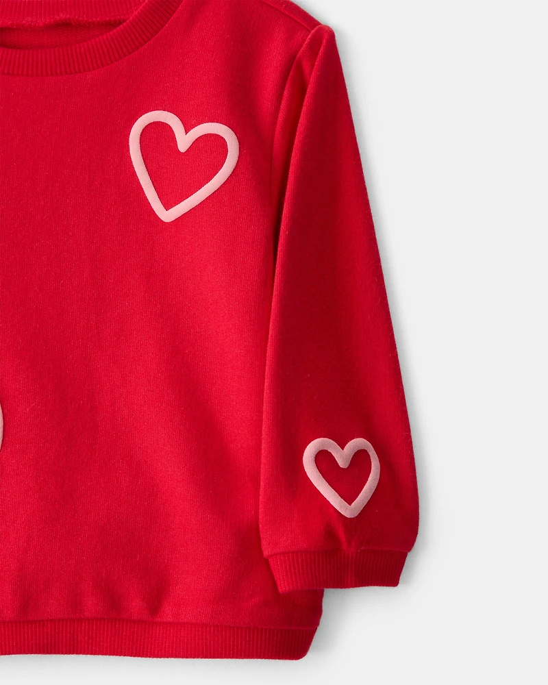 Baby Girl Valentine's Day 2-Piece Heart French Terry Tee & Pant Set - Red