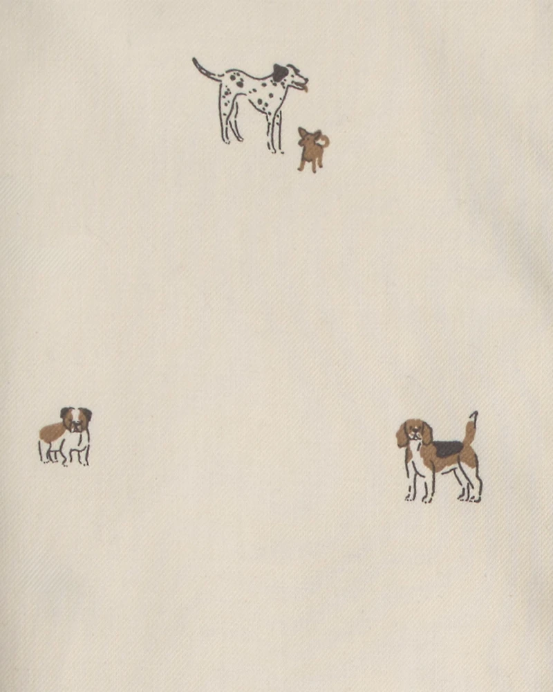 Boys Dog Long-Sleeve Button-Down Shirt - Cream