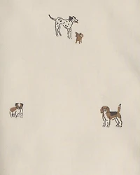 Boys Dog Long-Sleeve Button-Down Shirt - Cream