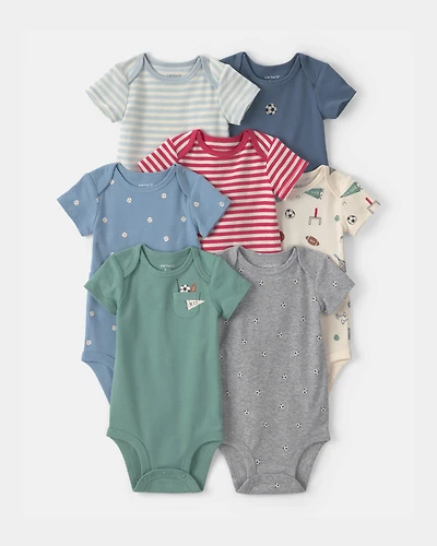 Baby Boy 7-Pack Sports Short-Sleeve Bodysuits