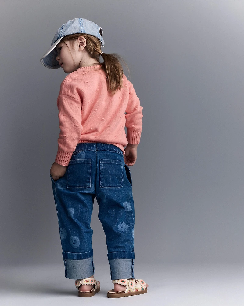 Toddler Girl Popcorn Sweater - Coral