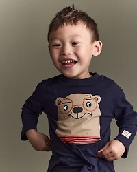 Toddler Boy Otter Long-Sleeve Relaxed Graphic Tee - Navy