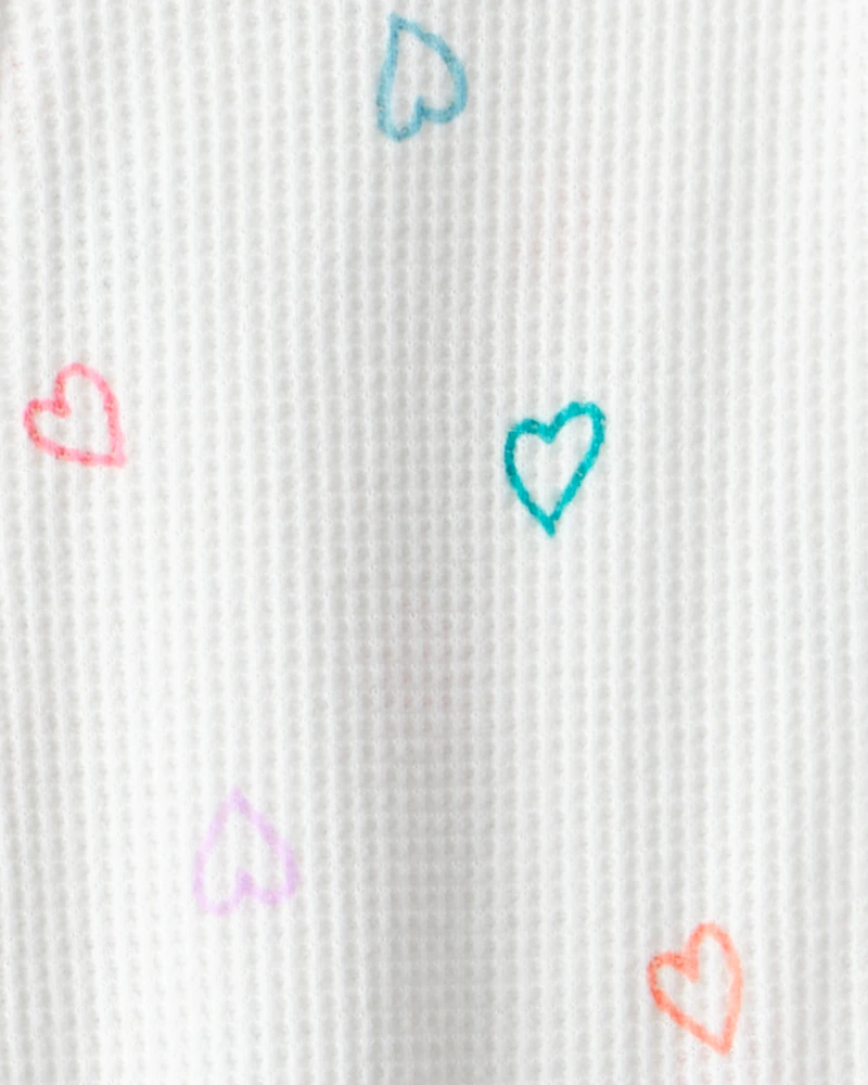Baby Girl Heart Cotton Snug Fit 2-Way Zip Footie 1-Piece Pyjamas - White