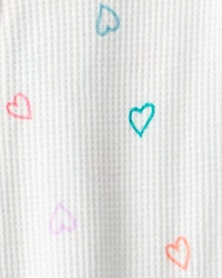 Baby Girl Heart Cotton Snug Fit 2-Way Zip Footie 1-Piece Pyjamas - White
