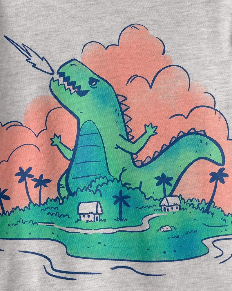 Toddler Boy Dinosaur Graphic Tee - Grey