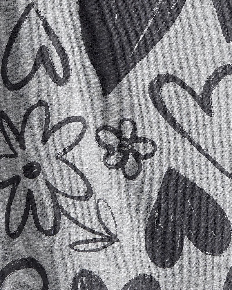 Baby Girl Heart Print Long-Sleeve Top - Grey