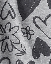 Baby Girl Heart Print Long-Sleeve Top - Grey