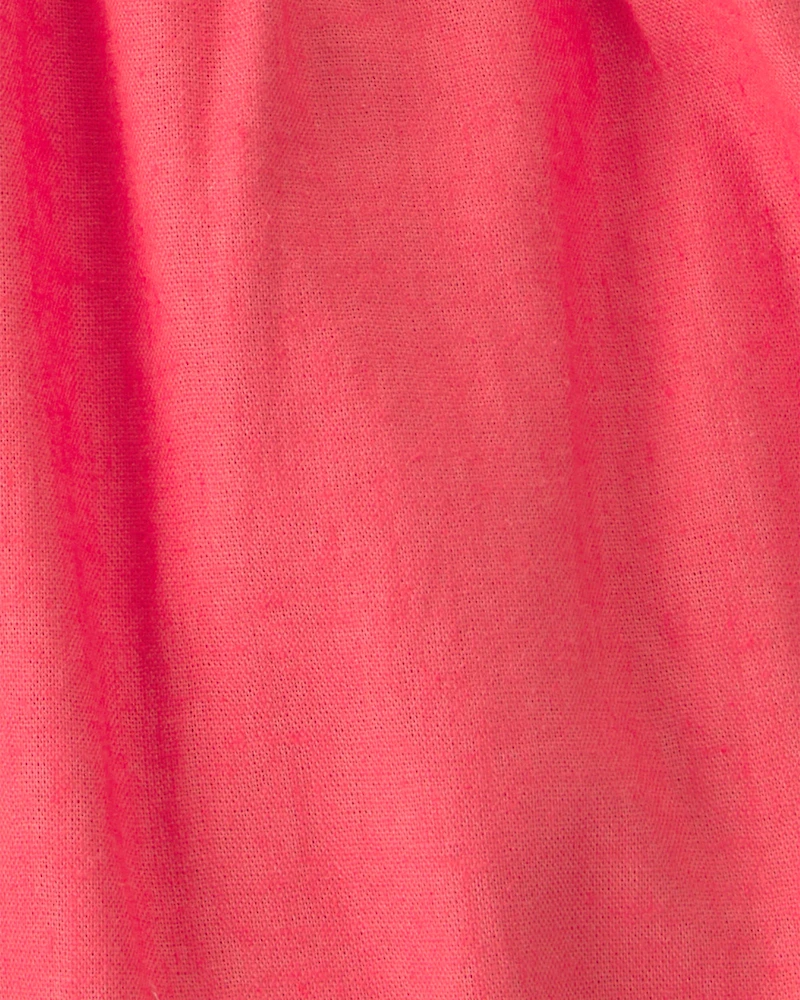 Baby Girl 2-Piece Solid Linen Sleeveless Dress Set - Pink/Red