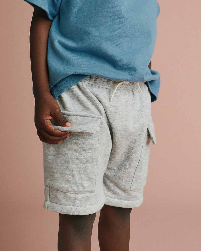 Toddler Boy French Terry Cargo Shorts - Heather Grey
