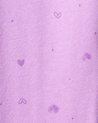 Girls Heart Print Cotton Pull-On Stretch Leggings - Purple