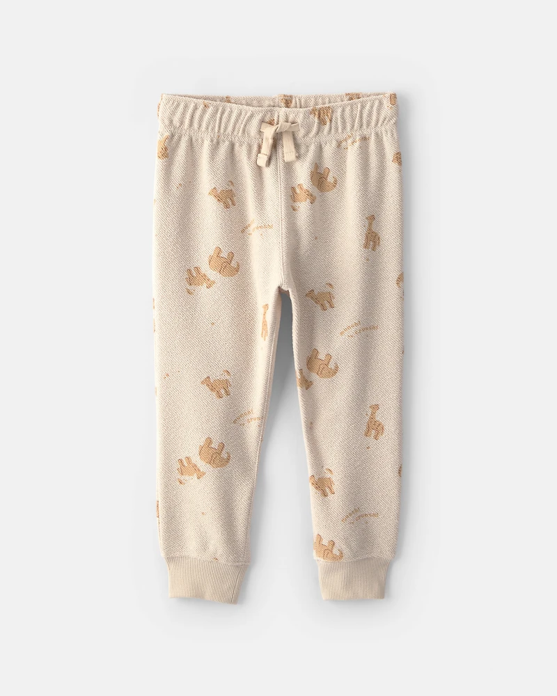 Toddler Boy 2-Piece Bear French Terry Top & Pant Set - Cream/Brown