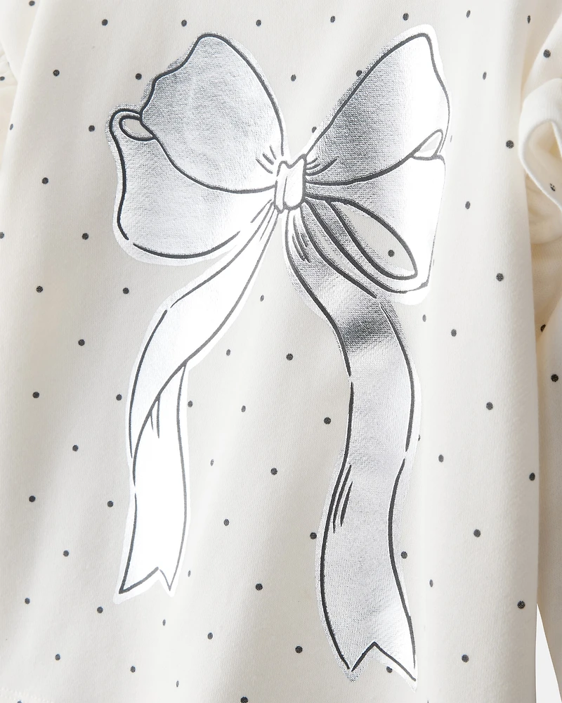 Toddler Girl DayDream Fleece Ruffle Sleeve Bow Top & Rib Pant Set