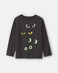 Kids Halloween Eyes Long-Sleeve Graphic Tee - Black