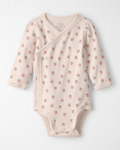 Baby Girl Organic Cotton Ribbed Bodysuit Strawberry Print