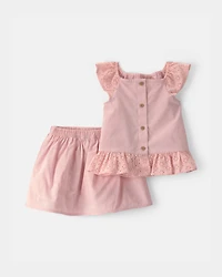 Toddler Girl 2-Piece Top & Skirt Set - Pink