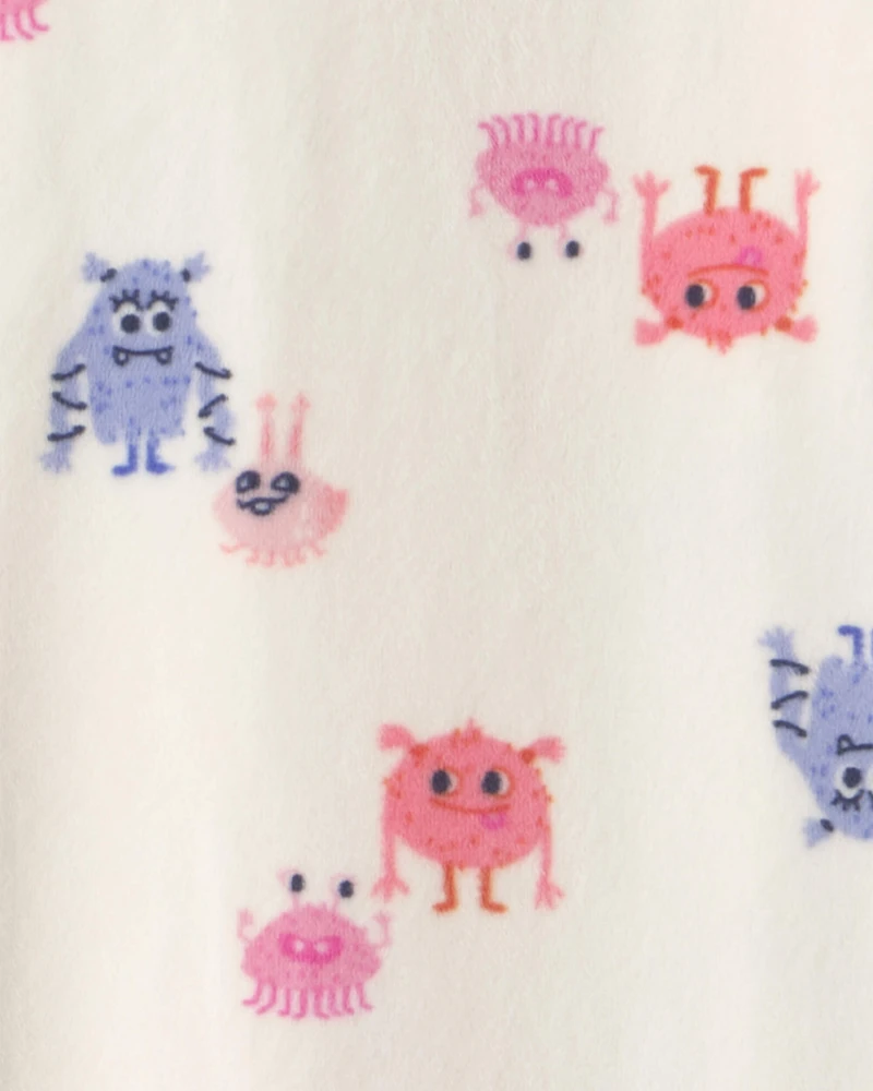 Baby Girl 1-Piece Monster 2-Way Zip DreamPlush Snug Fit Footed Pyjama - Cream