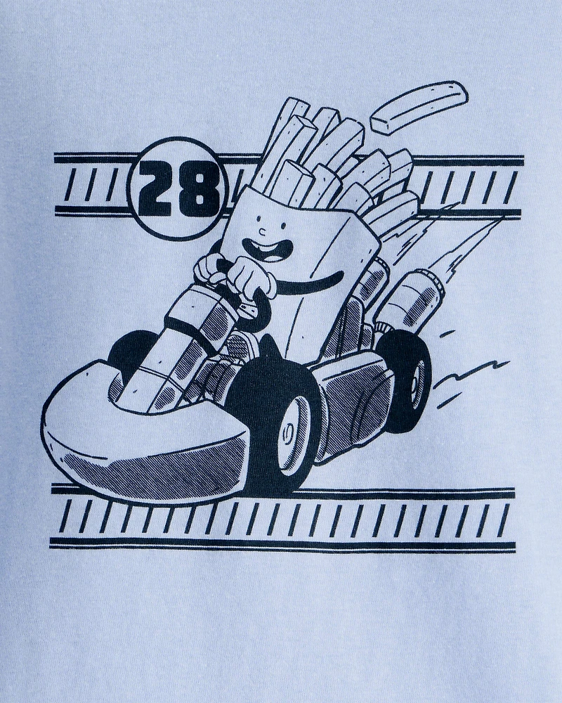 Toddler Boy Racing French Fries Long-Sleeve Graphic Tee - Blue
