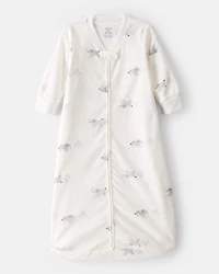 Baby Elephant Print Long-Sleeve Wearable Blanket - White