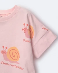 Toddler Girl 'My Own Pace' Snail High-Low Dolman Tee - Blush