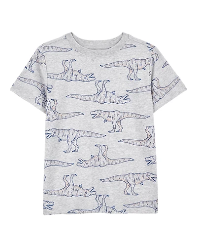 Boys Dinosaur Print Short-Sleeve Tee - Grey