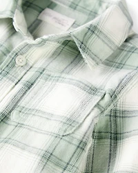 Toddler Organic Cotton Herringbone Button-Front Shirt Plaid