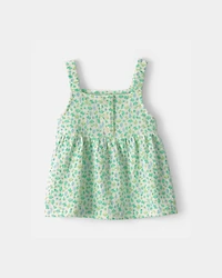 Toddler Girl Floral Tank Top - Green