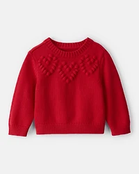 Baby Girl Heart Long-Sleeve Sweater - Red