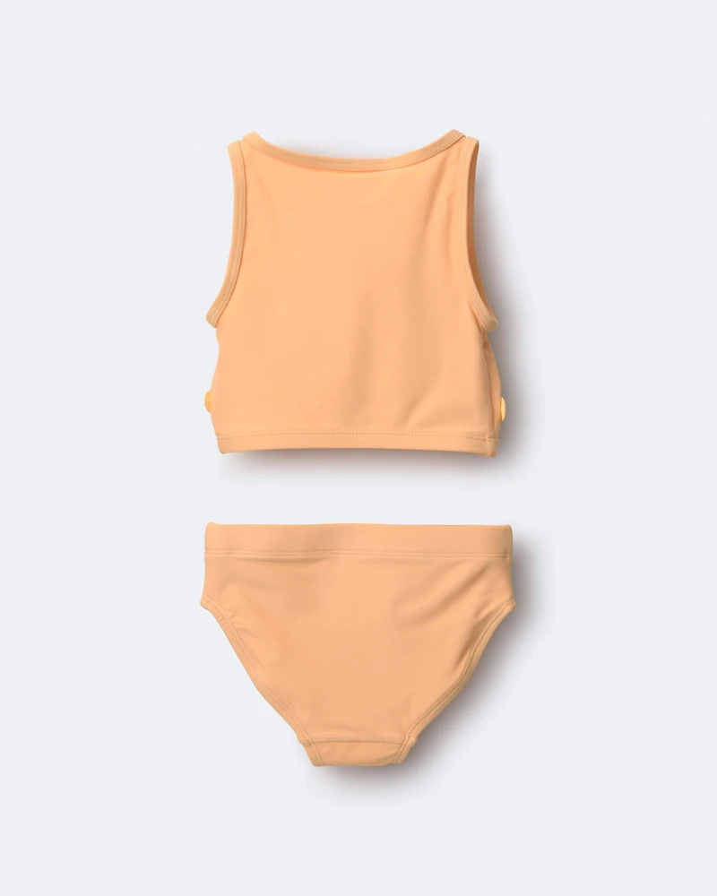 Toddler Girl Floral Tankini Set - Light Orange
