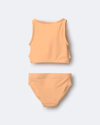 Toddler Girl Floral Tankini Set - Light Orange