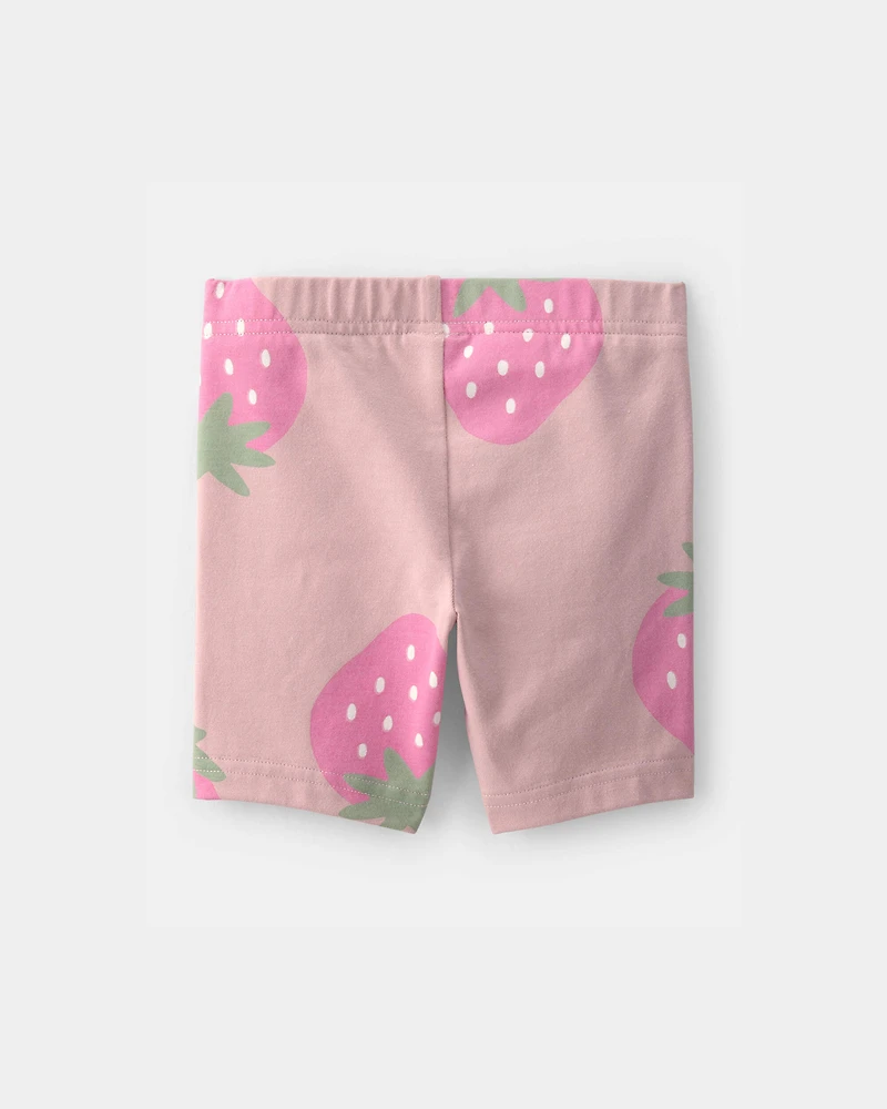 Toddler Girl Strawberry Bike Shorts - Pink