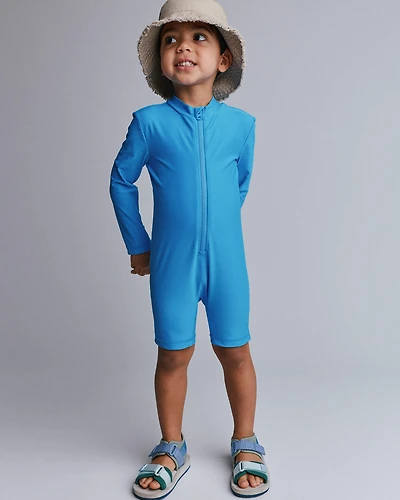 Toddler Boy 'Vitamin Sea' Long-Sleeve 1-Piece Rashguard - Turquoise