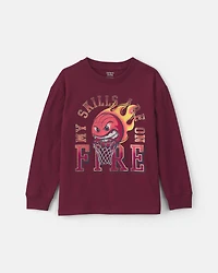 Boys 'Fire Basketball' Graphic Tee- Maroon