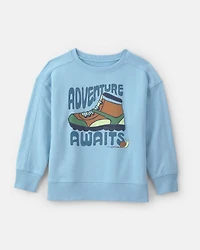 Boys 'Adventure Awaits' French Terry Pullover Sweatshirt - Blue