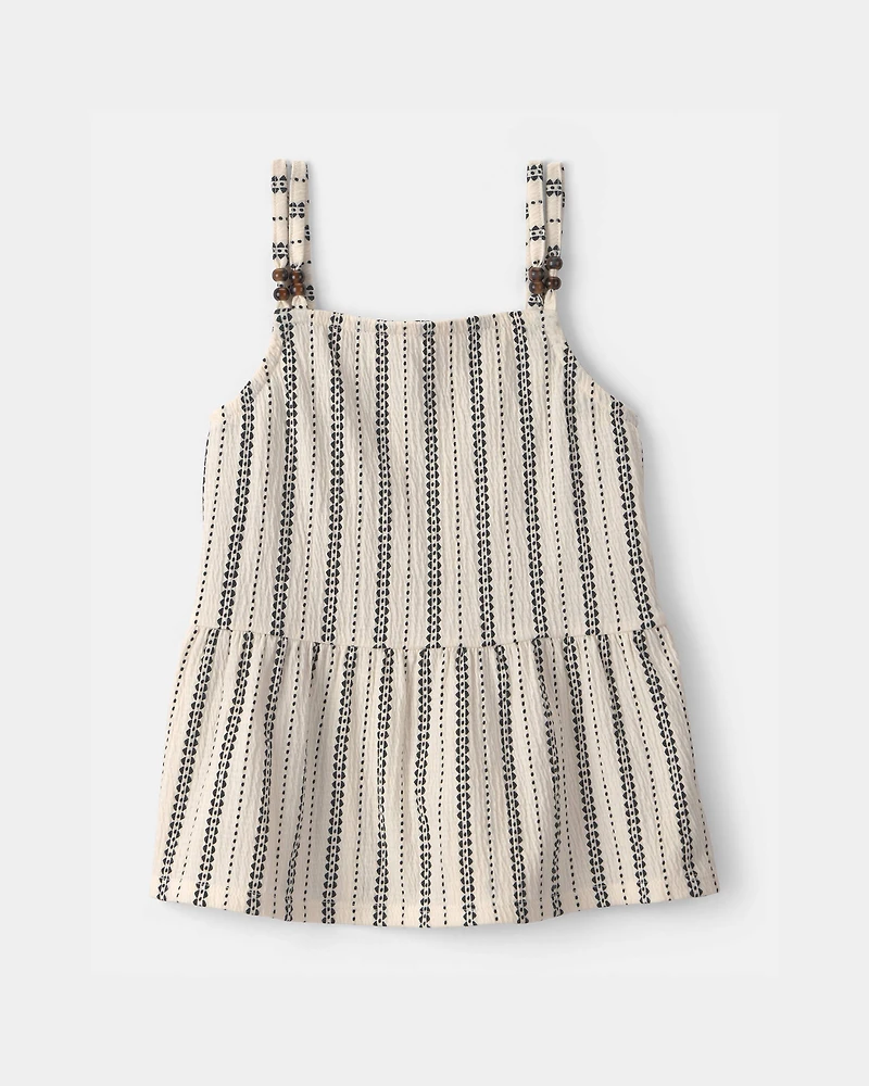 Girls Striped Tank Top - Black/Ivory