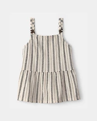 Girls Striped Tank Top - Black/Ivory