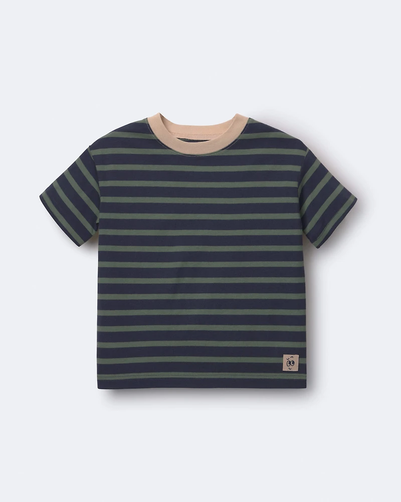 Toddler Boy Relaxed Tee Stripes - Navy/Beige