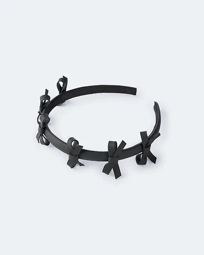 Toddler Girl Faux Leather Bow Headband - Black