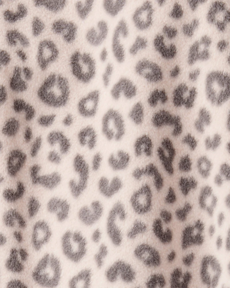 Baby Girl Leopard Print Loose Fit Long-Sleeve Sleeper - Cream/Brown