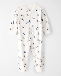 Baby Organic Cotton Sleep & Play Pyjamas Snowy Slopes Print